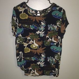 Navy Floral Top